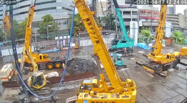 武蔵浦和駅前計画 TK550による構台杭設置工事